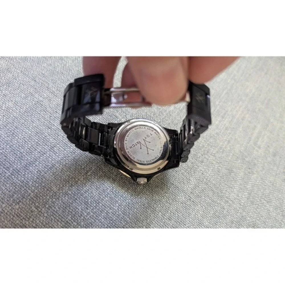Toy Watch Mavilla Black Bracelet Butterfly Tattoo Date New Battery Steel‎ Bezel